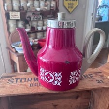 Vintage Dark Red Enamel Coffee