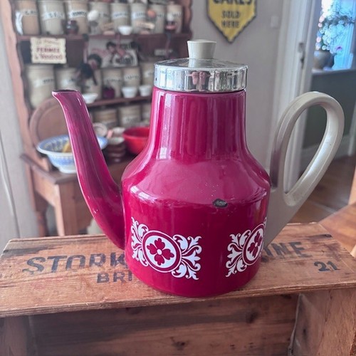 Vintage dark red enamel - vintage,
