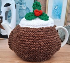 Hand Knitted Christmas Pudding Tea Cosy For A  Medium Teapot (4 - 6 CUP)