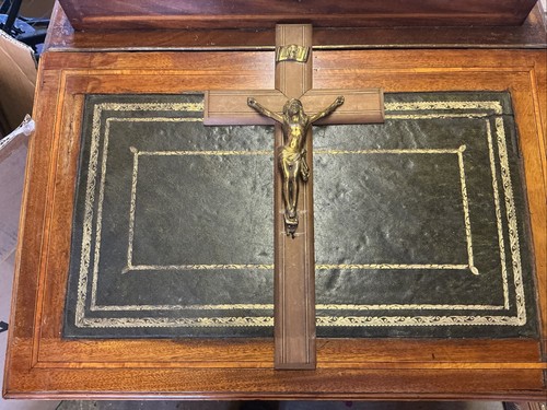 Antique crucifix hardwood - antique,