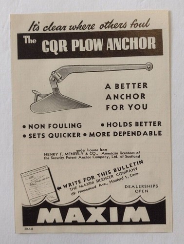 1948 cqr plow anchor - cqr,