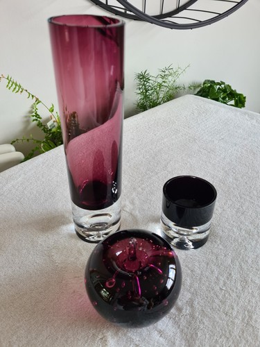 Cranberry bubble glass - bubble, vase
