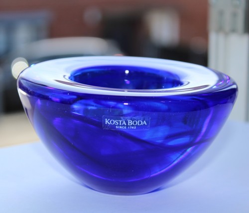 Kosta boda blue glass bowl - boda,