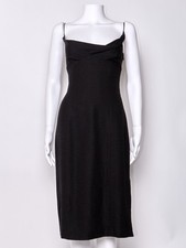John Galliano 1999 Black Silk Midi Dress