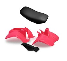 Plastics Set & Seat For Suzuki LT50 Pink Front, Rear Fender, Black Nose Cone