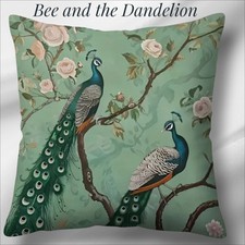 Gorgeous Peacocks In A Floral Setting Cushion COVER  45cms x 45cms