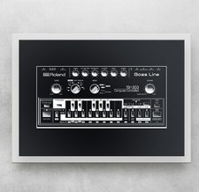 ROLAND TB-303 Synth Inspired CANVAS ART PRINT A2 Black