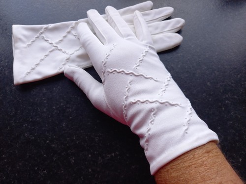 White nylon gloves size - gloves,,