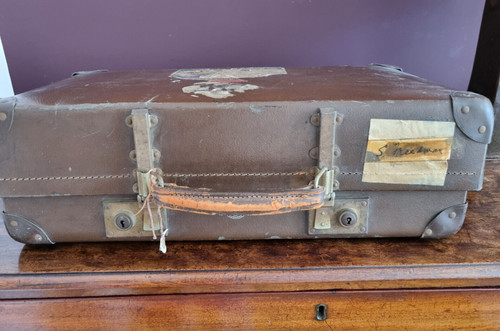Old vintage suitcase - , cardboard