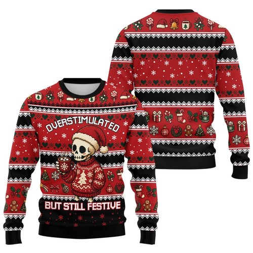 Skeleton christmas sweatshirt - skeleton,