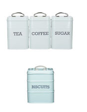 KITCHEN CRAFT LIVING NOSTALGIA TEA, COFFEE & SUGAR CANISTERS & BISCUIT BLUE