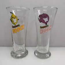 2 Vintage Hoopers Hooch Glasses, Lemon & Blackcurrant Retro 1990s, Pair, Bar Pub