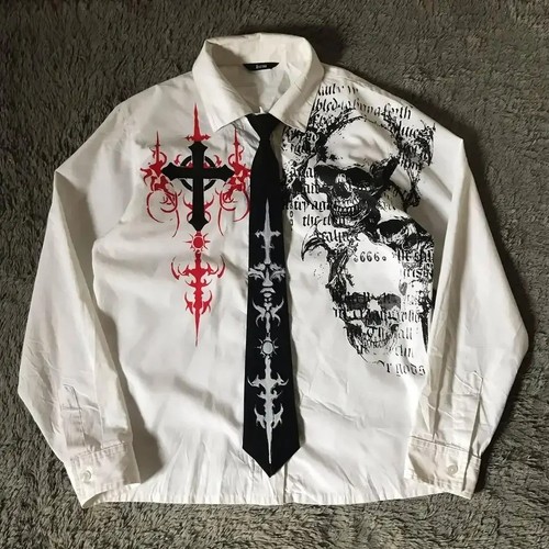 Y2k gothic skull print short - y2k,