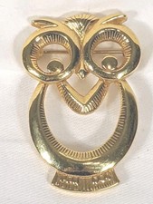 Owl Brooch Pin Minimalist Gold