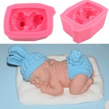 Sleeping Baby Mould Silicone pillow Bob Hat Christening Cakes Fondant Icing Clay