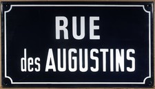 Old vintage French enamel street sign plaque rue des Augustins Augustine Monk