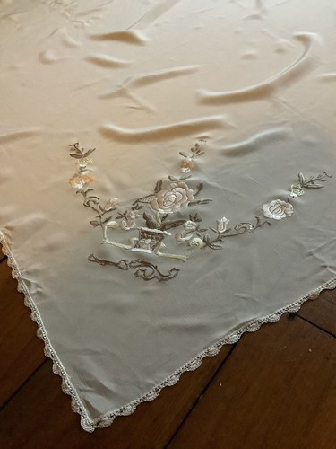 Silk shawl ivory - shawl, floral
