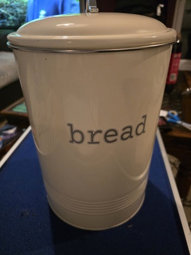 Vintage cream enamel bread bin - enamel,