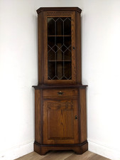 CABINET Corner Display Unit Glazed Leaded Door Shelves Handles FREE DELIVERY