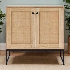 Buffet Storage Cabinet Rattan Door Cupboard Living Room Wooden Shelves Sideboard