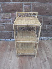 Vintage Retro 2 Tier Cane Bamboo  Table / Shelves Conservatory / Bedroom