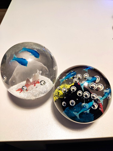 Clear art glass fish - fish, dolphin