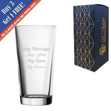 Personalised Engraved 20oz/591ml Perfect Pint Glass, Any Message, Any Occasion