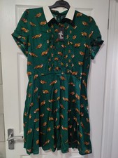BNWT Hell Bunny Vixey Dress 2xl 18 Fox Collar Vintage Green Autumn