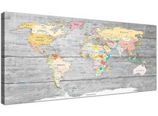 Large Map of World Canvas Art