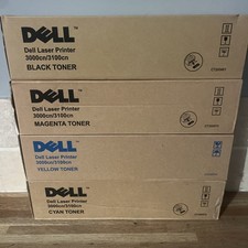 4 x Dell Laser Printer 3000cn 3100cn Toner Cartridge Genuine Black Cyan Yellow M