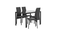 Lido Glass Black Dining Table & 4 Black Chairs