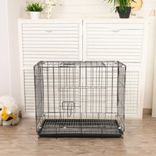 S/M/L/XL Pet Dog Cages Puppy Training Crate Carrier Travel Transport Cage + Tray