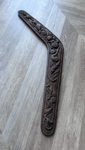Vintage carved boomerang - vintage, fritz
