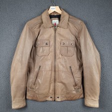 DIESEL Goat Leather Jacket Mens M Medium Brown Biker Bomber Collared Full Zip