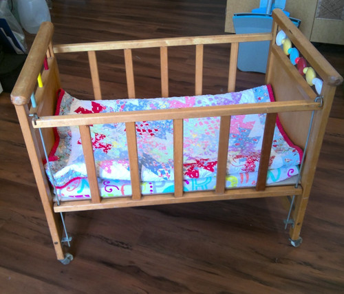 Vintage wooden doll crib drop - wooden,