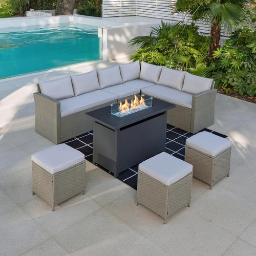 Rattan corner garden set - rattan,