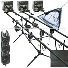 Complete Carp Fishing Set 3 Rods Reels Set Up /Reels/Net + Mat ETC
