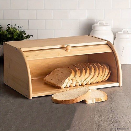 Wooden roll top bread storage - wooden,