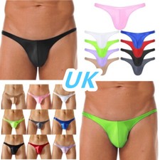 UK Men Oil Glossy Bikini Briefs G-String Thongs Bulge Pouch Panties Underwear
