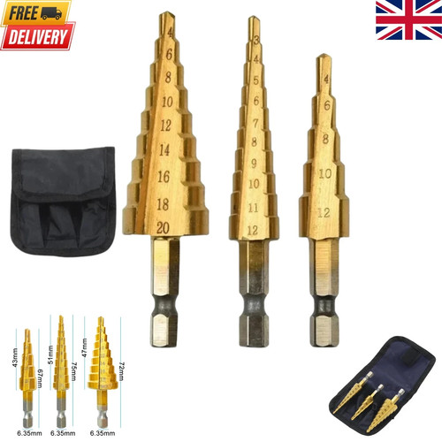 3pcs hss step drill bit - 3pcs, large