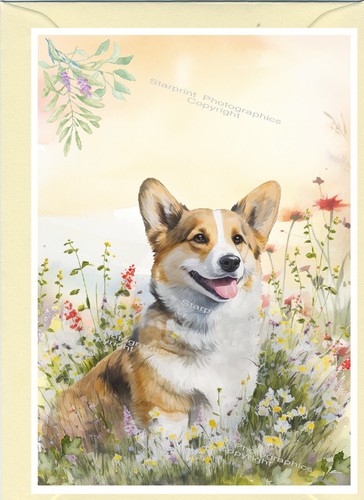 Corgi dog greetings card - dog,