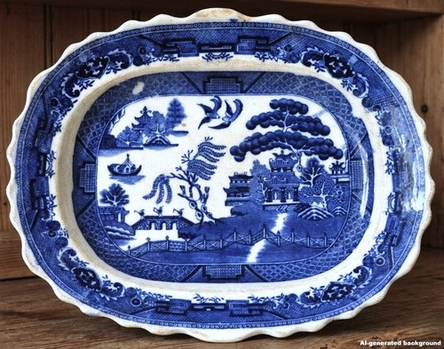 Antique large willow pattern - willow,