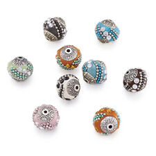 10pcs Unique Handmade Indonesia Beads Beaded Metal Core Craft Making 14~15mm