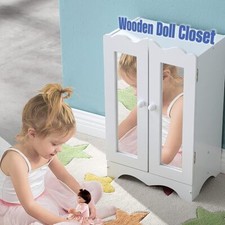 Large Wooden Doll Wardrobe for