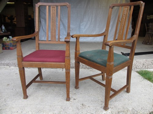 Pair edwardian oak - oak, &