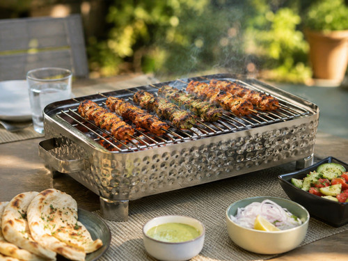 Hammered metal bbq grill - bbq,