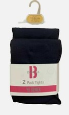 Girls 2 Pack 40 Denier Navy Blue Tights Age 9-14 Years Back To School Uniform