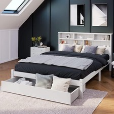 Double Bed Frame, White 4ft6