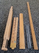 Vintage Ruler Bundle x 5 Wooden Foldable Rabone Chesterman England Trade Mark