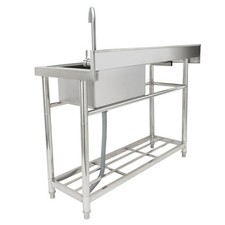 Commercial Utility & Prep Sink Single Bowl w/Workbench 47.2x19.7x37.4 in